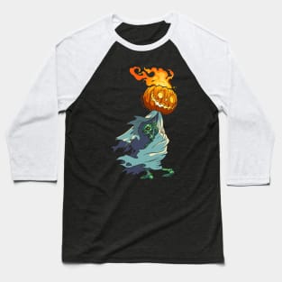 Skeleton with Pumpkin Torch Baseball T-Shirt